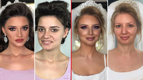 صور صادمة للفرق الهائل لفتيات قبل وبعد المكياج والتجميل ليلة العرس!
