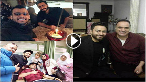  9 مواقف إنسانية لتامر حسني: تكفل بمرضى وانحنى لفتاة بكرسي متحرك